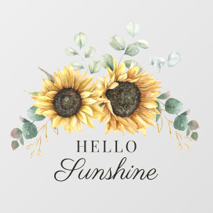 Sunflower Floral Eucalyptus Hello Sunshine Wall Decal