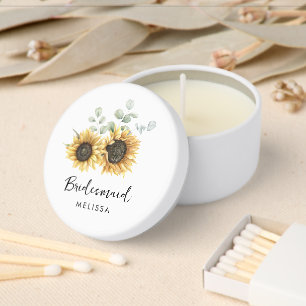 Sunflower Floral Eucalyptus Wedding Bridesmaid Mini Candle Favors