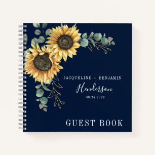 Sunflower Floral Eucalyptus Wedding Guest Book