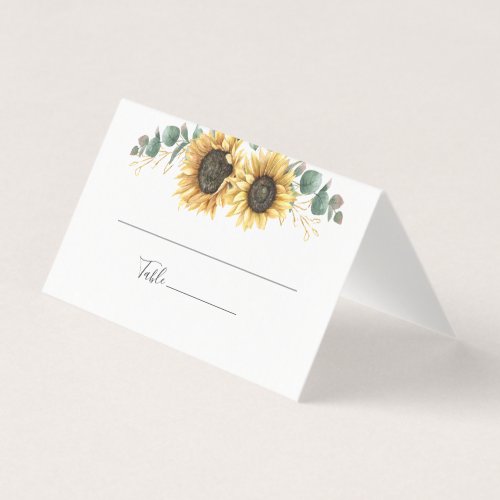 Sunflower Floral Eucalyptus Wedding Place Card
