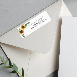 Sunflower Floral Eucalyptus Wedding Return Address Label
