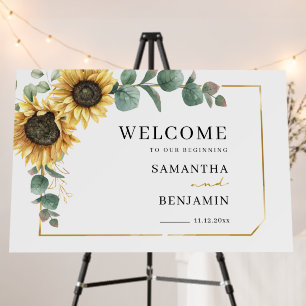 Sunflower Floral Eucalyptus Wedding Welcome Foam Board