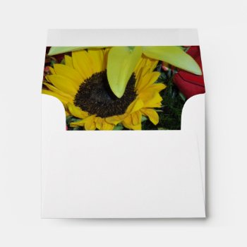Sunflower Floral Fall Wedding Invite Envelopes by CREATIVEWEDDING at Zazzle