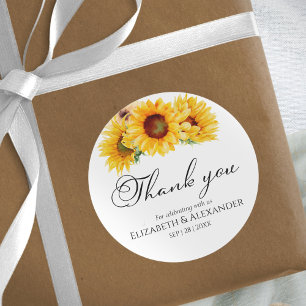Sunflower Floral Fall Wedding thank you Sticker