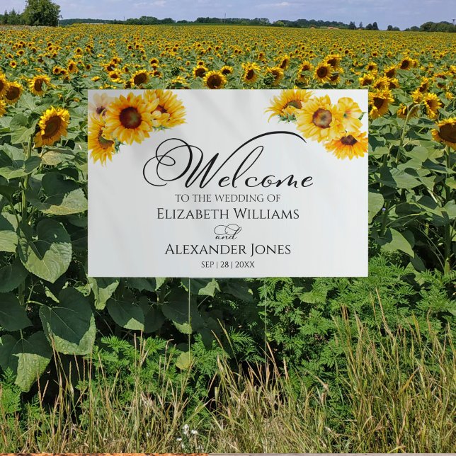 Sunflower Floral Fall Wedding Welcome Yard Sign (Creator Uploaded)