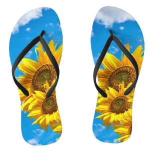 Sunflower Floral Flip Flops