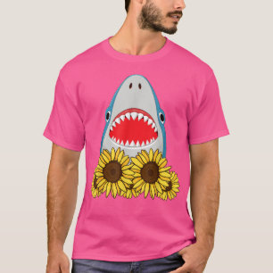 Sunflower Floral Flowers Shark Lover Gift  T-Shirt