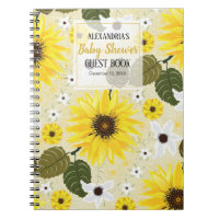 Sunflower Floral Garden Baby Shower Guest Notebook