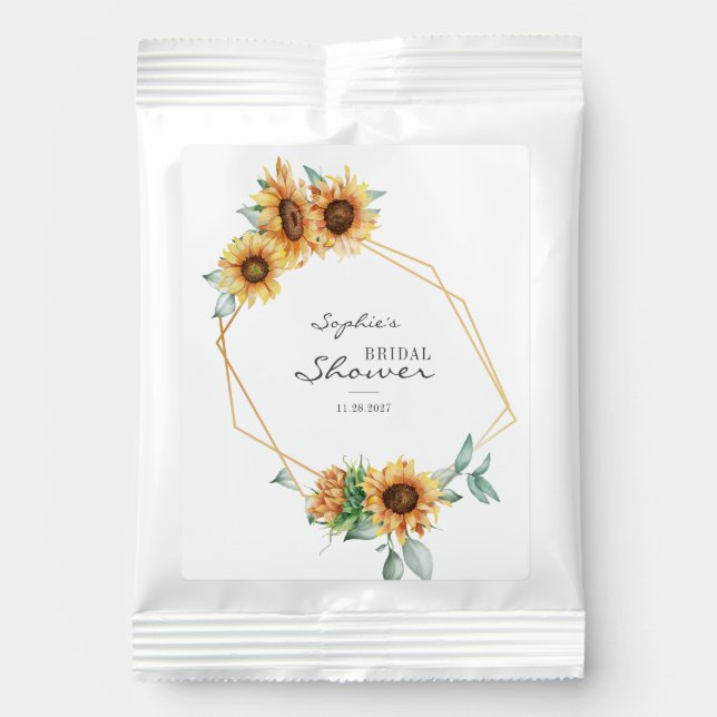 Sunflower Floral Geometric Bridal Shower Margarita Drink Mix (Front)