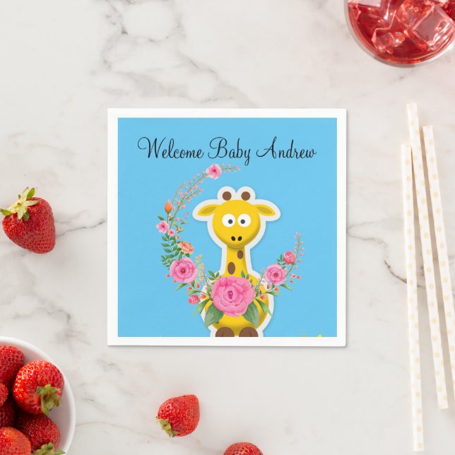 Sunflower Floral Giraffe  Paper Napkins (Insitu)