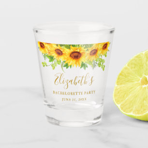Sunflower Floral Gold Bachelorette Party Shot Glass