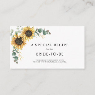 Sunflower Floral Greenery Bridal Shower Recipe Enclosure Card