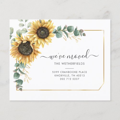 Sunflower Floral Greenery Moving Announcement