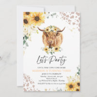 Sunflower Floral Highland Cow Birthday Party