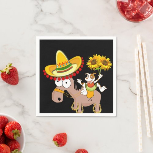 Sunflower Floral Horse Paper Napkins