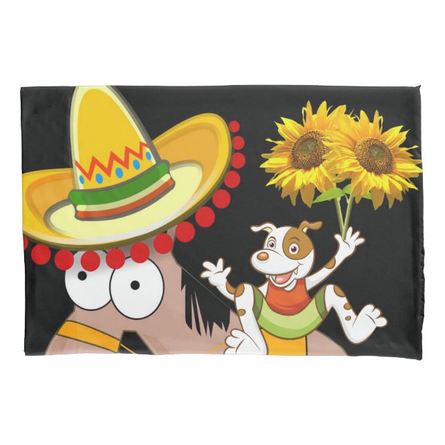 Sunflower Floral Horse Pillow Case (Front)