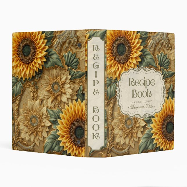 Sunflower Floral Kitchen Recipe Binder Organizer (Background)