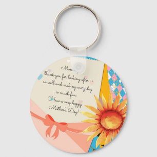 Sunflower Floral Letter Envelope Mother's Day Keychain