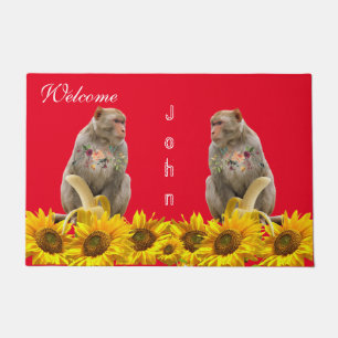 Sunflower Floral Monkey Door Mat