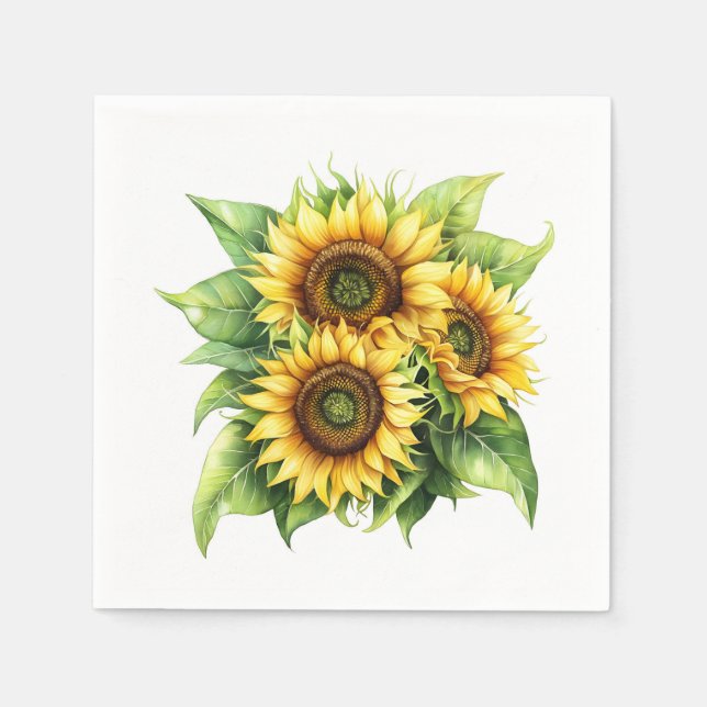 Sunflower Floral Napkins (Front)