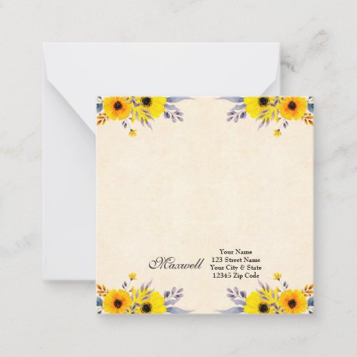 Sunflower floral  note card