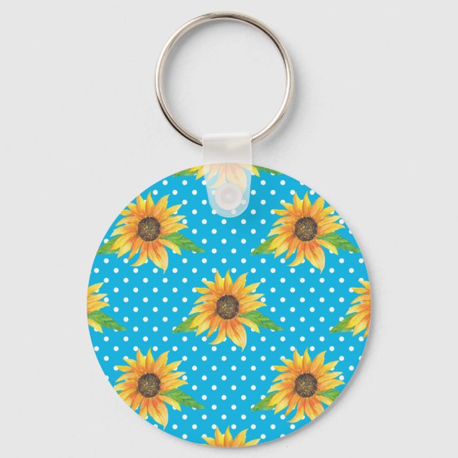 Sunflower Floral Outline Keychain (Front)