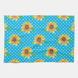 Sunflower Floral Outline Kitchen Towel