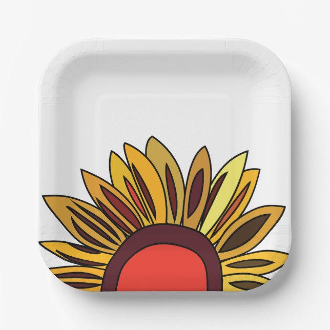 Sunflower Floral Party Paper Plates (Front)