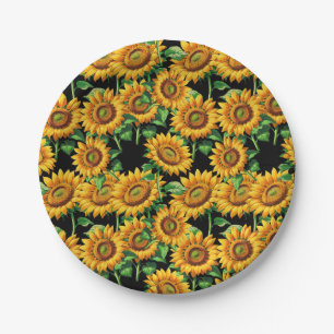  Sunflower Floral Pattern Paper Plates