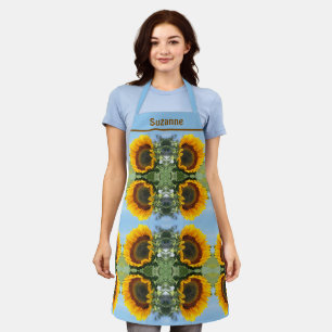 Sunflower Floral Pattern Personalized Apron