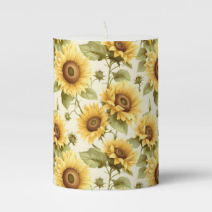 Sunflower Floral Pattern Pillar Candle