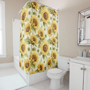 Sunflower Floral Pattern  Shower Curtain