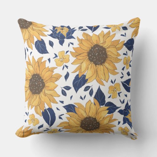 Sunflower Floral Pattern Throw Pillow