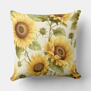 Sunflower Floral Pattern  Throw Pillow