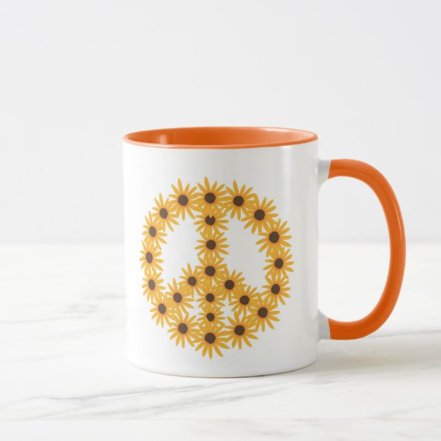 Sunflower Floral Peace Sign Mugs (Right)