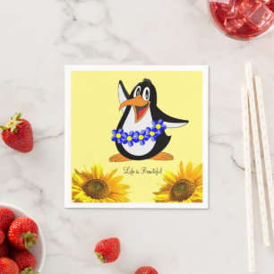 Sunflower Floral Penguin Paper Napkins