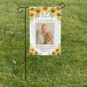 Sunflower Floral Photo Funeral Memorial Tribute Garden Flag