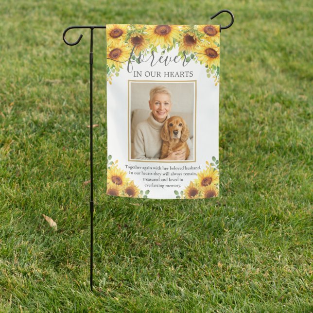 Sunflower Floral Photo Funeral Memorial Tribute Garden Flag (In SItu)