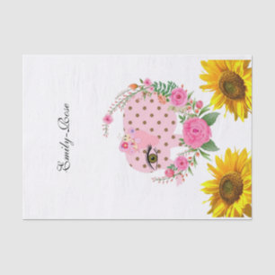 Sunflower Floral Pink Elephant Tissue Paper