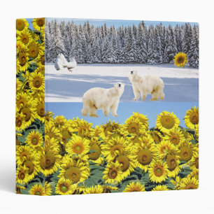 Sunflower Floral Polar Bear Avery Binder