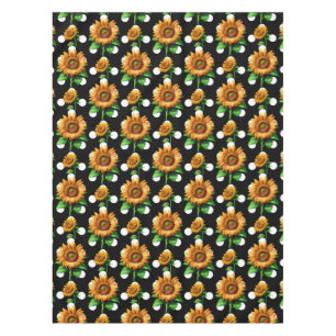 Sunflower Floral Polka Dots Tablecloth