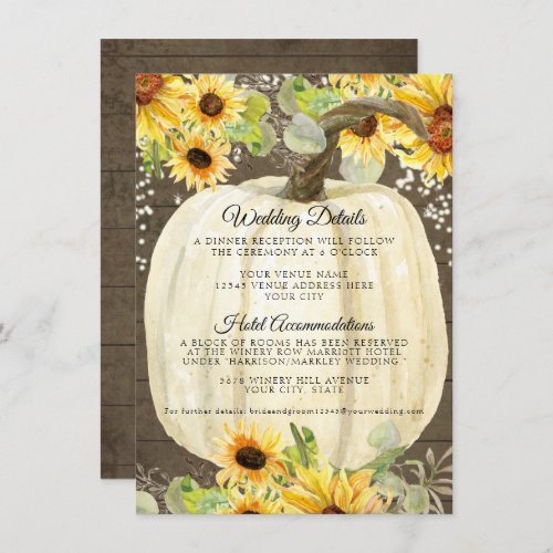 Sunflower Floral Pumpkin Twinkle Lights Details  Enclosure Card