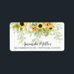 Sunflower Floral Return Address Label<br><div class="desc">Beautiful watercolor yellow sunflowers floral bouquet including sunflowers and light green leafy greenery. Visit our shop to view our entire sunflower floral collection</div>
