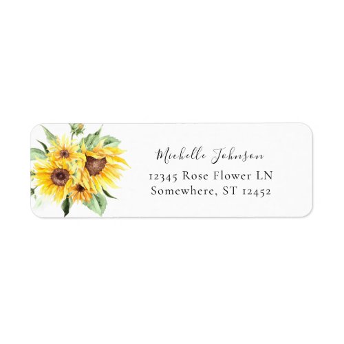 Sunflower Floral Return Address Label