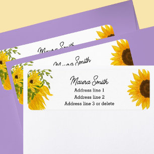 Sunflower floral return address labels