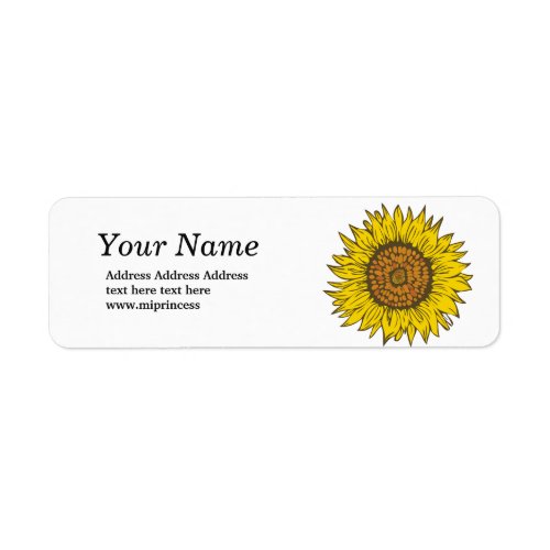 sunflower floral return address sticker