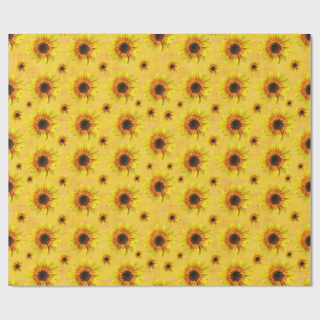 Sunflower Floral Rustic Country Wrapping Paper (Flat)