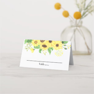 Sunflower Floral Rustic Elegant Wedding Place Card