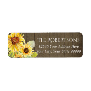 Sunflower Floral Rustic Farmhouse   Return Address Label