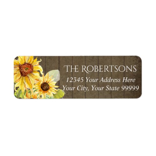 Sunflower Floral Rustic Farmhouse  Return Address Label